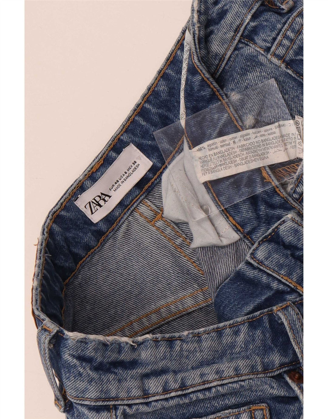 Jeans dritti effetto invecchiato da donna Zara EU 40 medio W30 L27 cotone blu