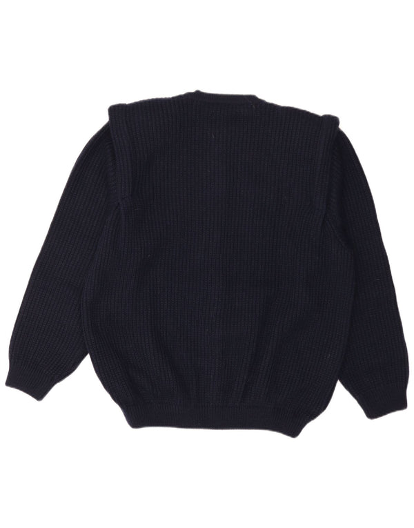 Maglione cardigan da uomo vintage grande lana blu navy