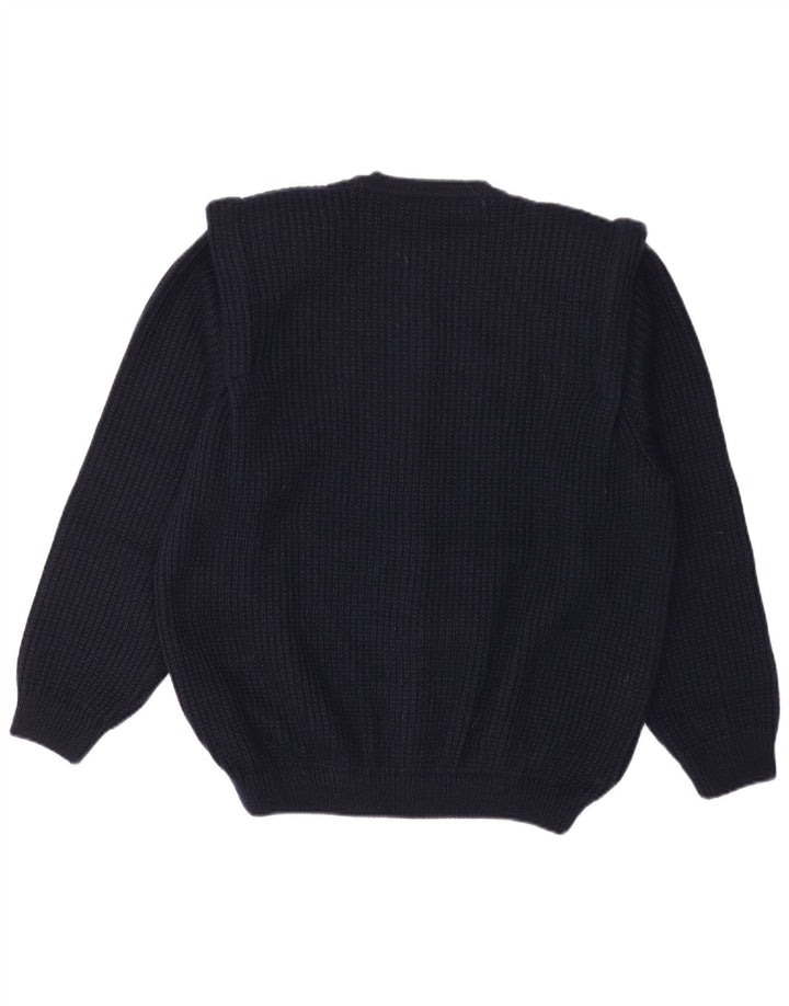 Maglione cardigan da uomo vintage grande lana blu navy
