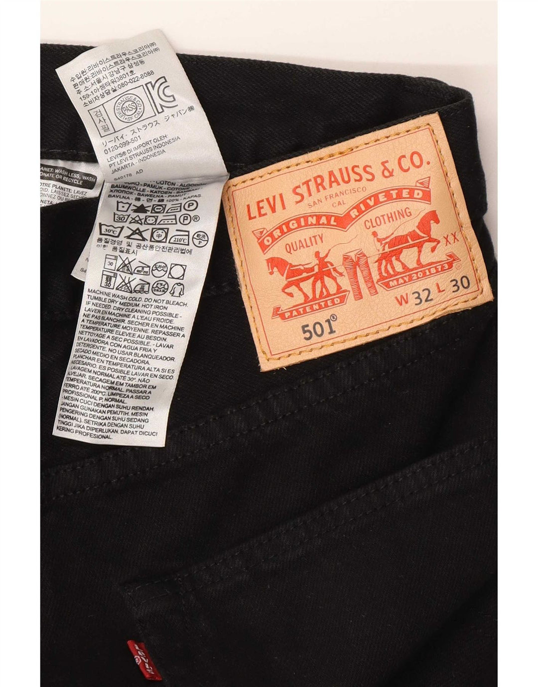 Levi's Uomo 501 Jeans dritti W32 L30 Cotone Nero