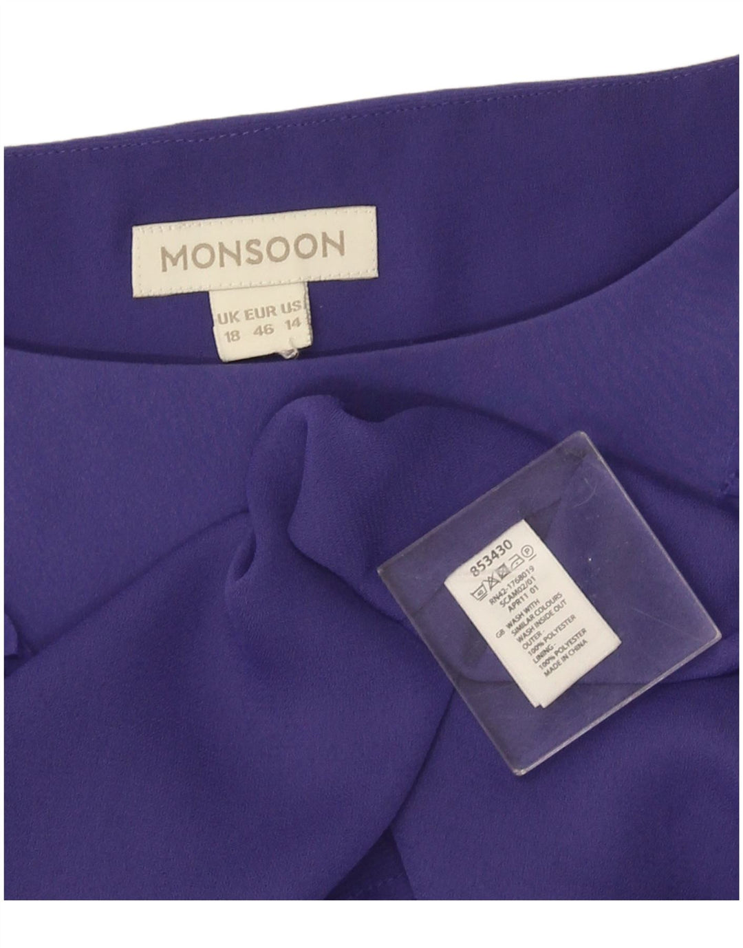 Abito a trapezio sul davanti senza maniche con volant da donna Monsoon UK 18 XL Viola
