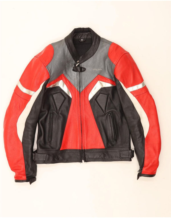 Giacca da corsa vintage da uomo in stile motoristico UK 42 XL multicolore a blocchi di colore