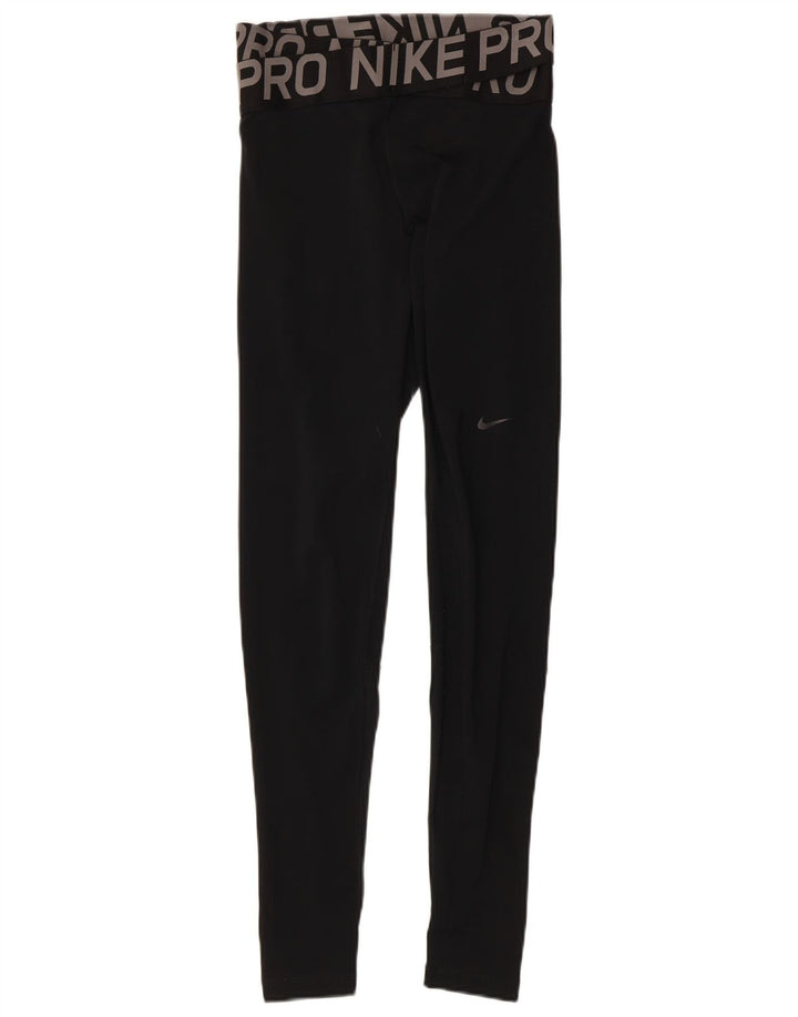 Leggings grafici Nike Dri Fit da donna UK 8 Small Nero Colourblock Poliestere