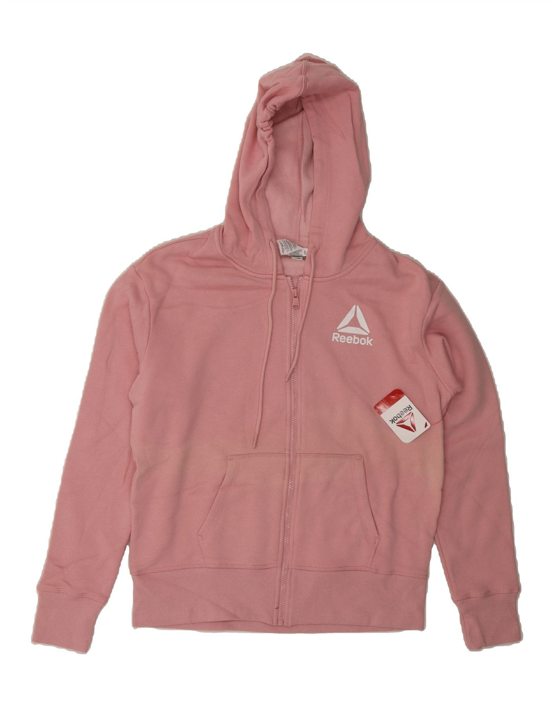 REEBOK Mens Zip Hoodie Sweater Small Pink Cotton Vintage Reebok and Second-Hand Reebok from Messina Hembry 