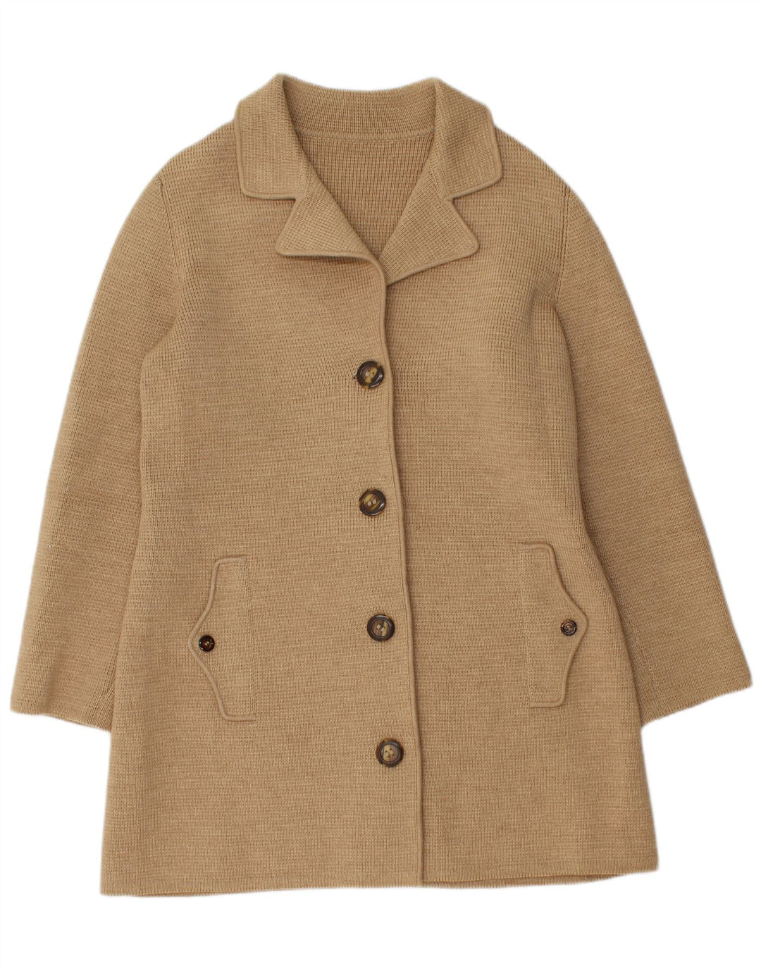 Cappotto vintage da donna in maglia UK 12 Beige medio