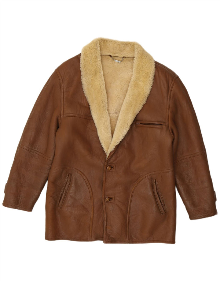 Giubbotto Shearling da uomo Mabrun IT 48 Pelle color block marrone medio