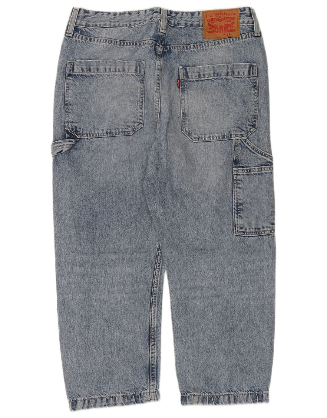 LEVI'S Jeans corti da uomo Carpenter vestibilità ampia a vita alta W32 L24 Blu