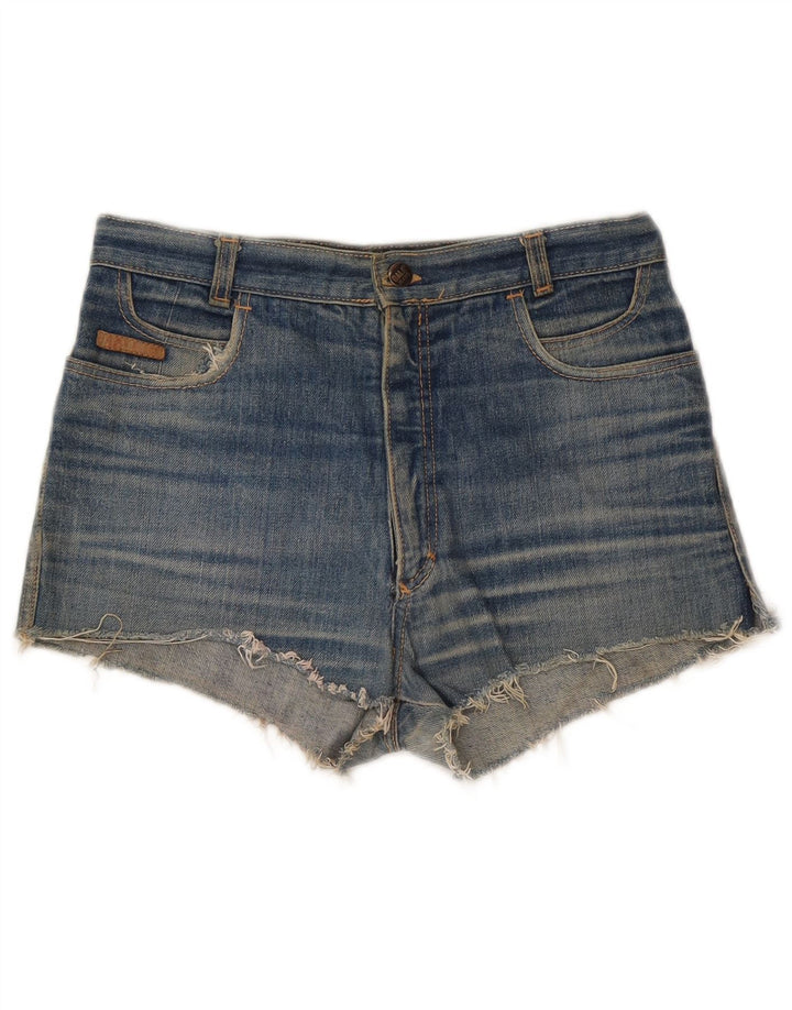 Pantaloncini di jeans vintage invecchiati da donna W30 blu medio