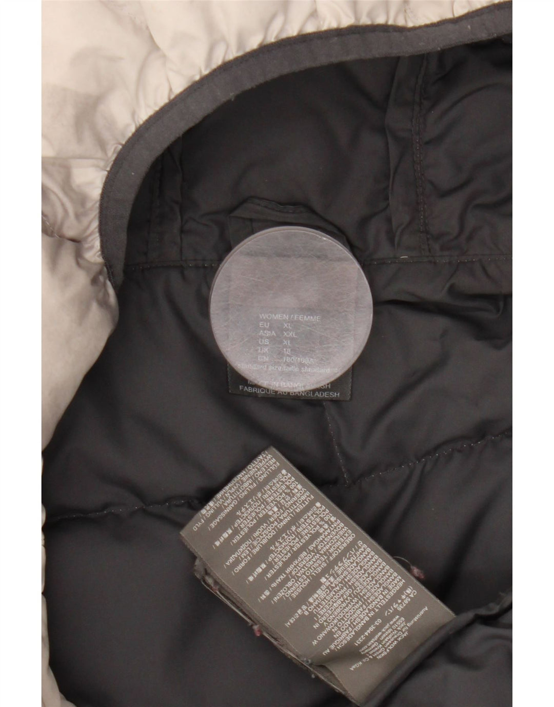 Giacca imbottita con cappuccio da donna Jack Wolfskin UK 18 XL Poliestere grigio tie-dye