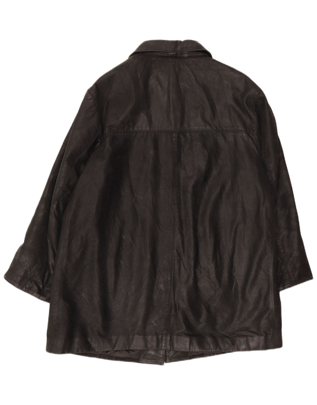 Cappotto oversize in pelle vintage da donna IT 46 grande nero