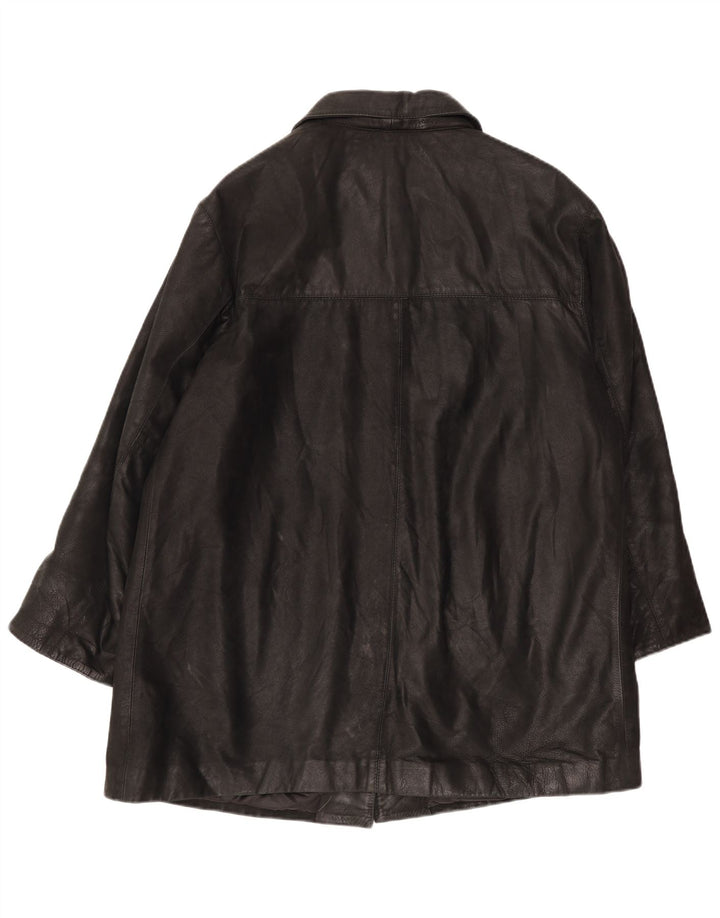 Cappotto oversize in pelle vintage da donna IT 46 grande nero