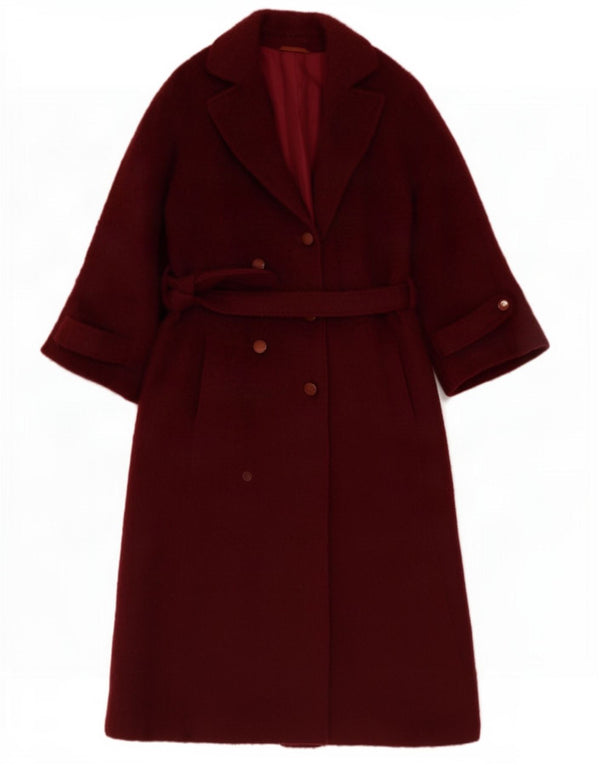 Cappotto doppiopetto vintage da donna UK 12 Borgogna medio