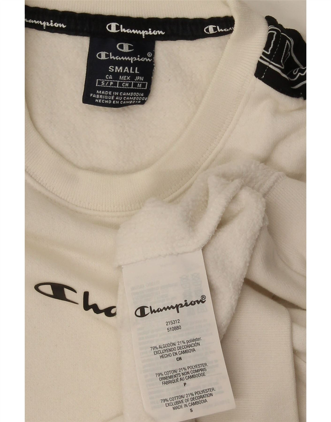 Felpa grafica da uomo Champion, maglione piccolo, cotone color block bianco