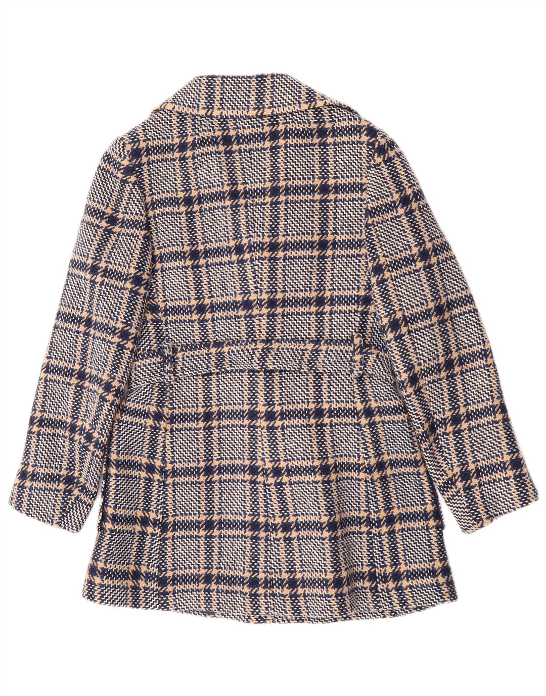 Cappotto da donna vintage UK 10 piccolo check blu navy