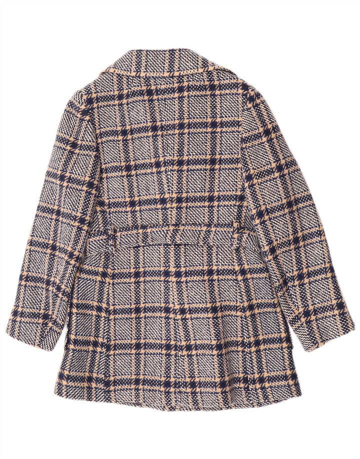 Cappotto da donna vintage UK 10 piccolo check blu navy