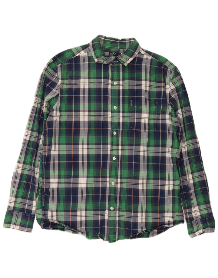 GAP Mens Classic Fit Shirt Large Green Check Cotton