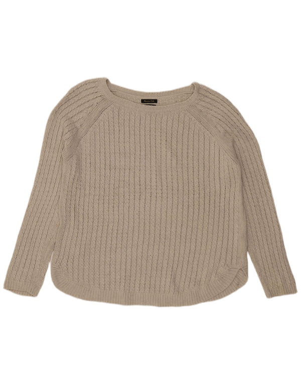 Maglione maglione da donna con scollo a barca Massimo Dutti UK 16 grande cotone beige