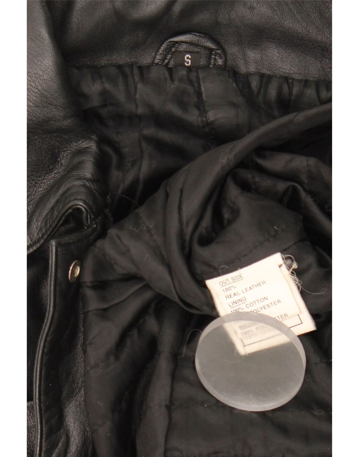 Giacca in pelle vintage da donna UK 10 piccola nera