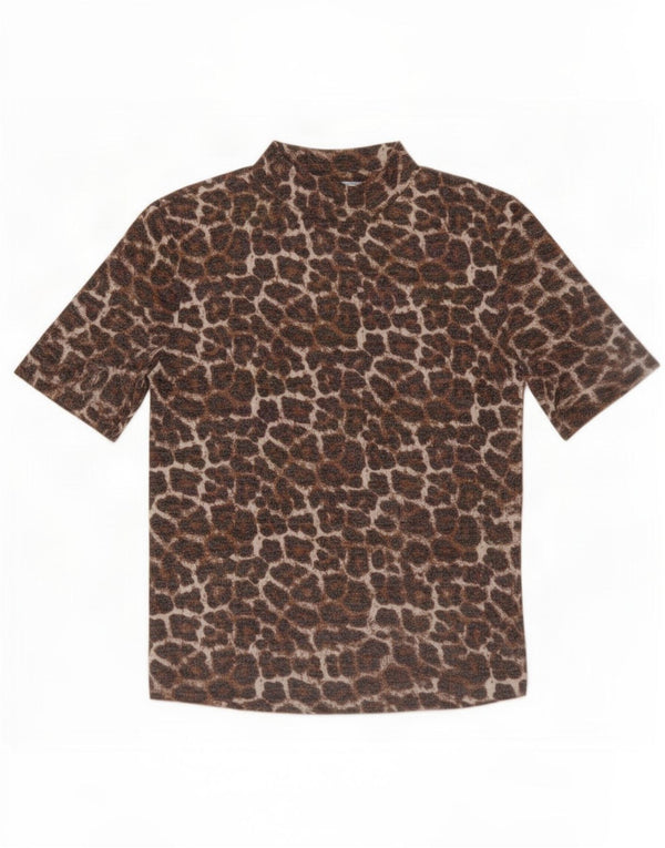 T-shirt Zara Trafaluc da donna UK 10 piccola stampa animalier marrone