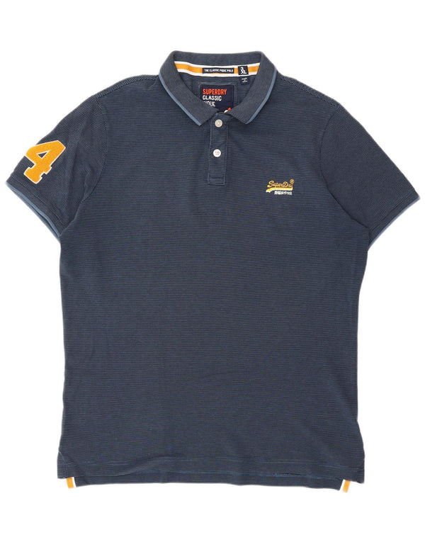 Polo grafica da uomo SUPERDRY The Classic Polo 3XL blu navy gessato