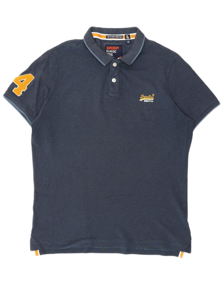 Polo grafica da uomo SUPERDRY The Classic Polo 3XL blu navy gessato