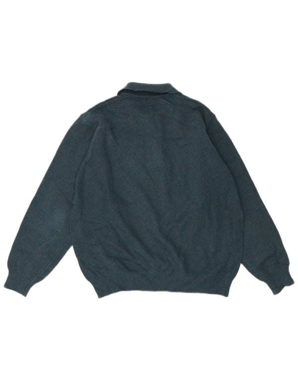Stefanel Maglione da uomo con collo alto, maglione grande, in lana verde