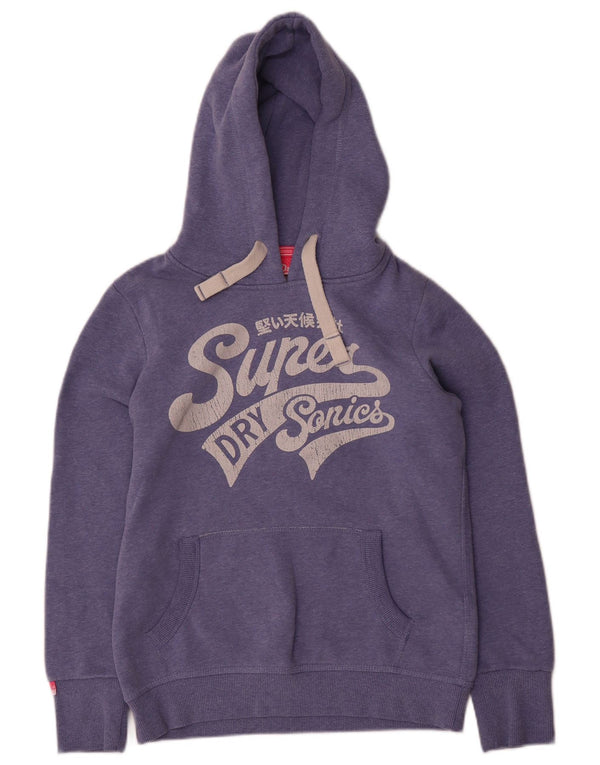 Felpa con cappuccio grafica da donna Superdry UK 14 cotone viola medio