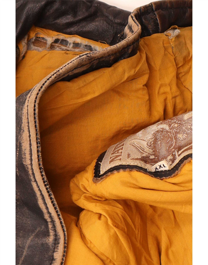 Giacca in pelle vintage da uomo UK 44 2XL Marrone