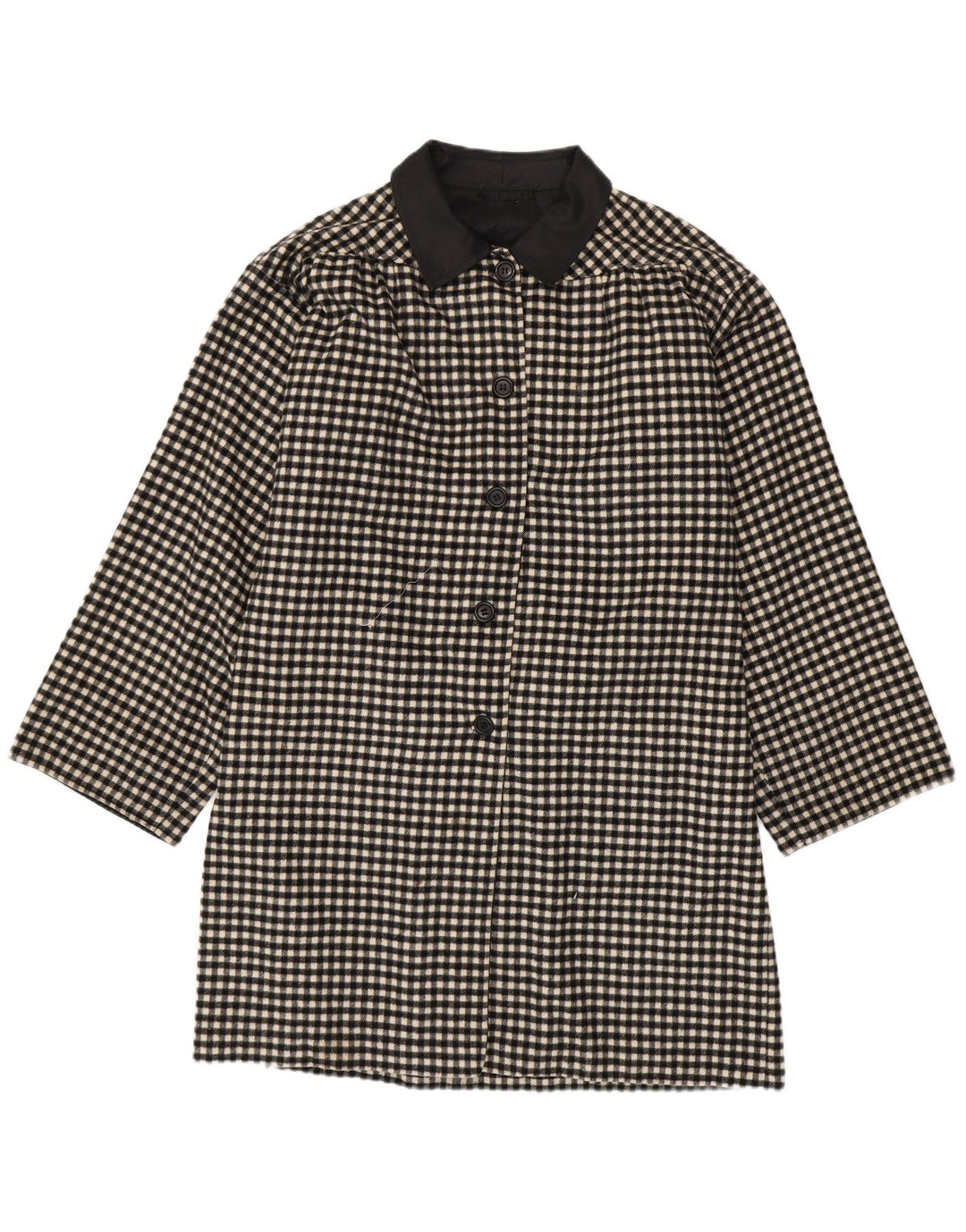 Cappotto vintage da donna UK 18 XL a quadretti neri