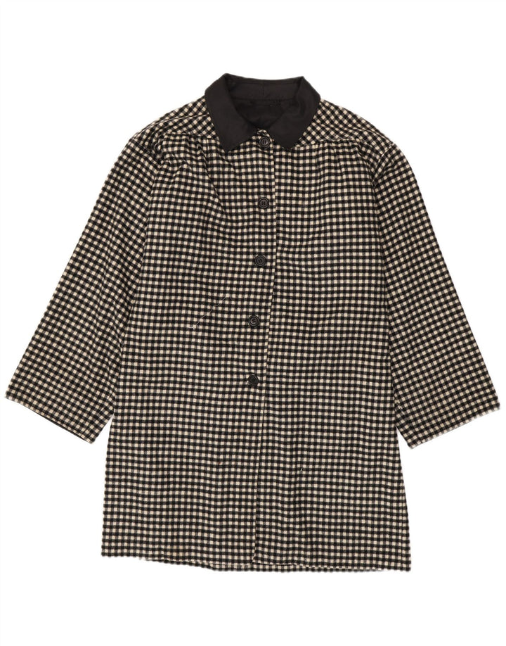 Cappotto vintage da donna UK 18 XL a quadretti neri