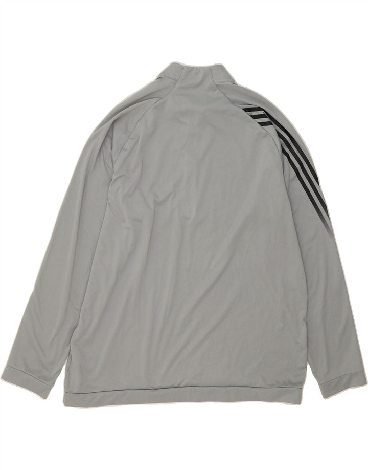 ADIDAS Mens Zip Neck Sweatshirt Jumper XL Grey Polyester Vintage Adidas and Second-Hand Adidas from Messina Hembry 