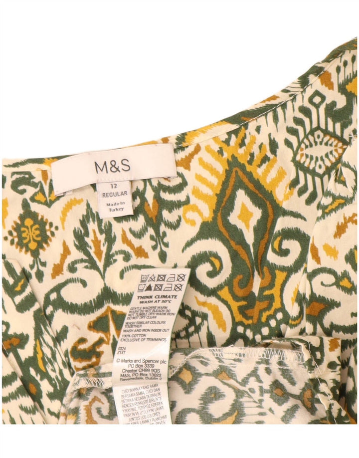 Abito a trapezio regolare da donna Marks & Spencer UK 12 Cotone Ikat verde medio