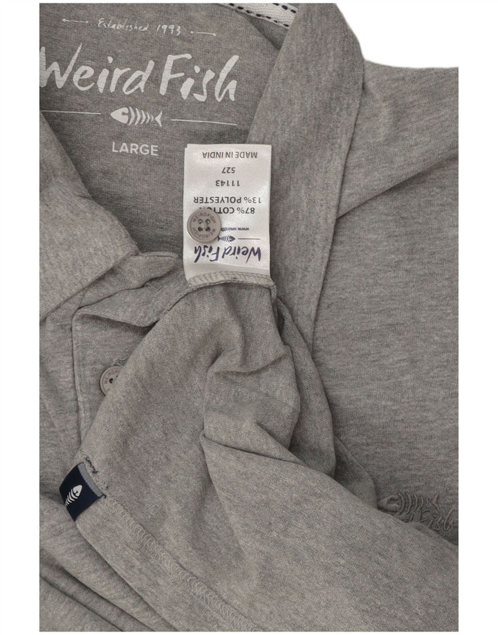 Polo da uomo Weird Fish grande in cotone grigio