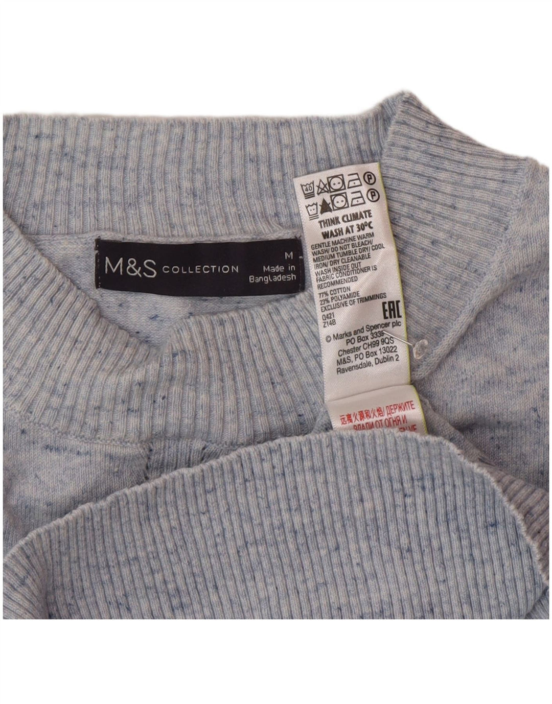 Maglione maglione girocollo da donna Marks & Spencer UK 14 Blu medio screziato