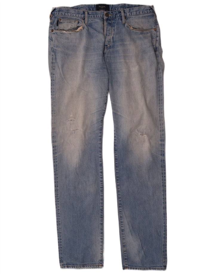 Paul Smith Jeans dritti invecchiati da uomo W32 L35 Cotone blu