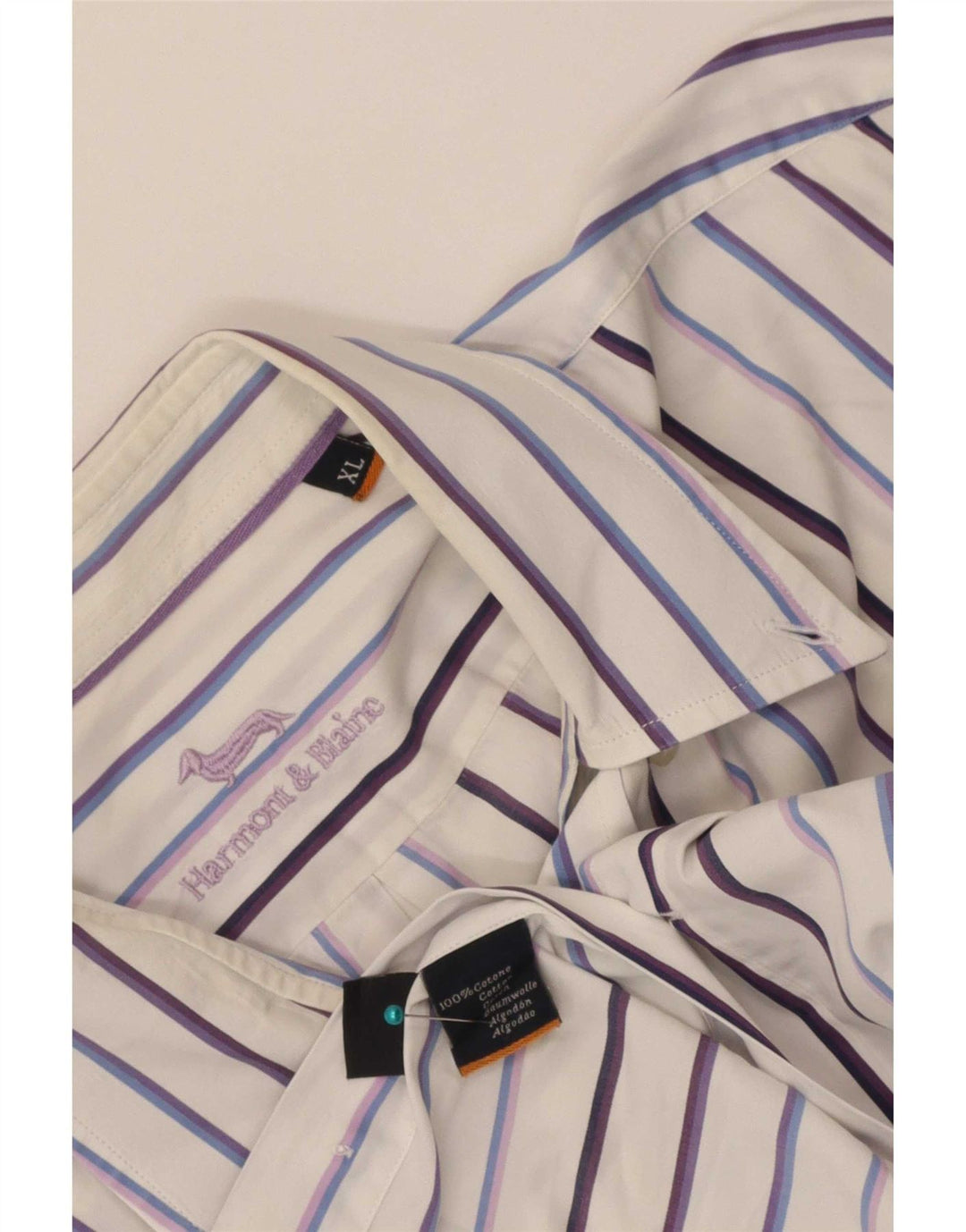 Camicia da uomo Harmont & Blaine XL in cotone gessato bianco