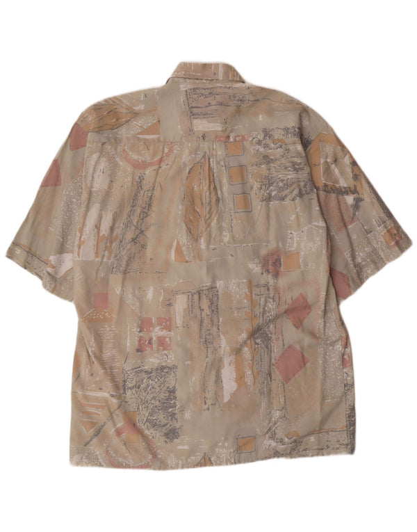 Camicia vintage da uomo a maniche corte taglia 39/40 Beige medio geometrico