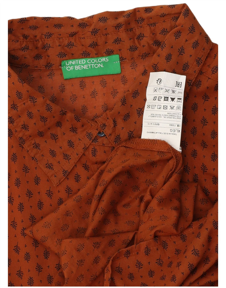 Camicia da donna BENETTON UK 18 XL Cotone floreale marrone