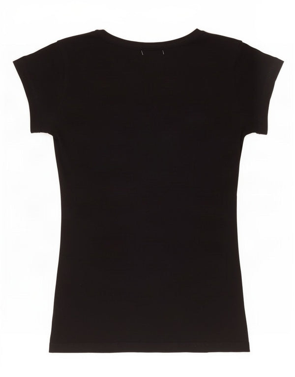T-shirt grafica da donna Guess Top UK 8 Small in cotone nero
