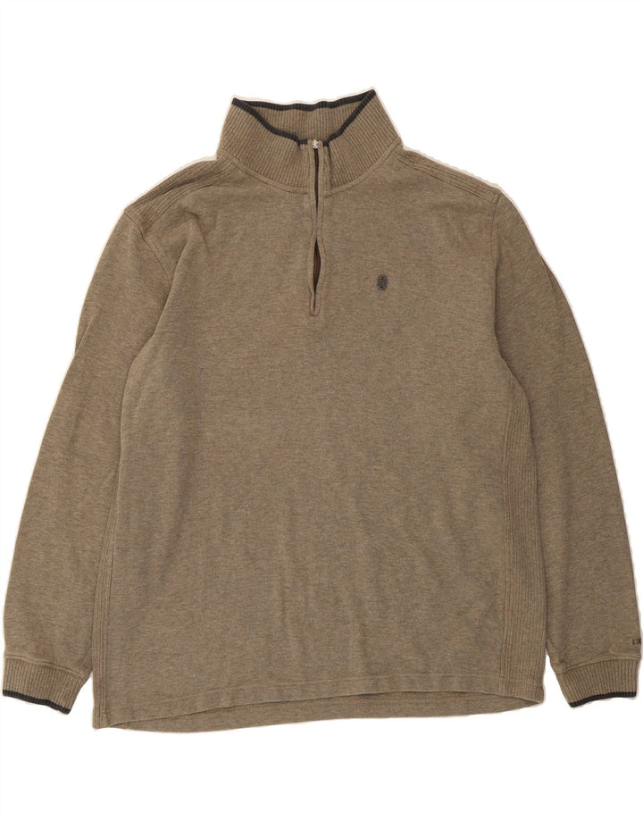 IZOD Mens Zip Neck Jumper Sweater XL Grey Cotton Vintage Izod and Second-Hand Izod from Messina Hembry 