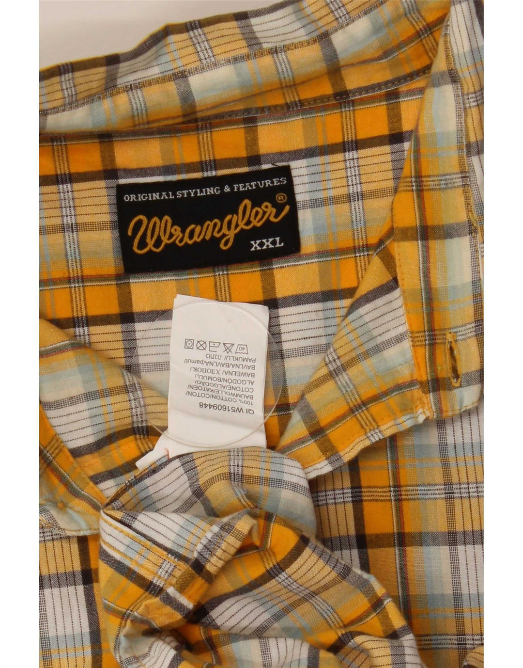 Camicia a maniche corte da uomo Wrangler 2XL in cotone a quadri gialli