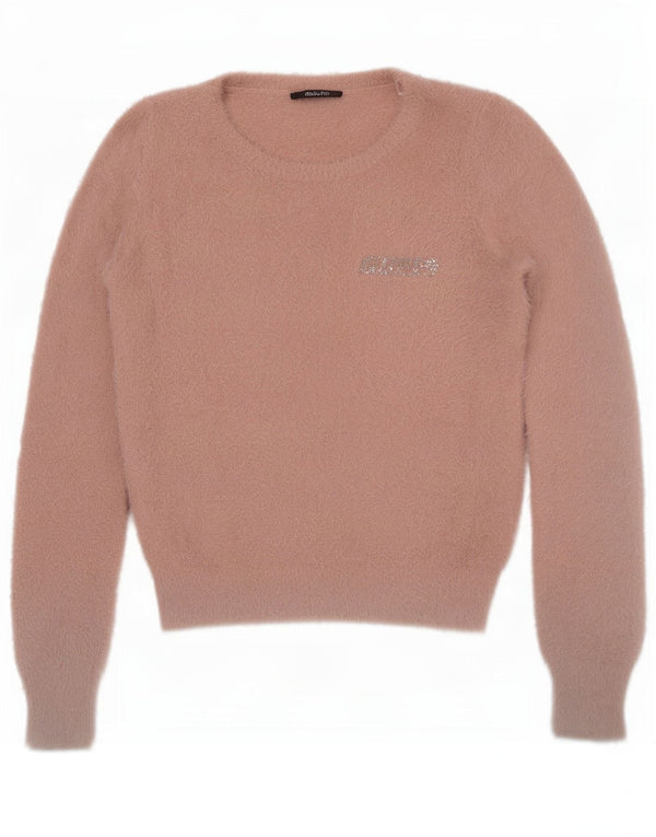 Guess Maglione corto con scollo a barca da donna UK 12 Rosa medio