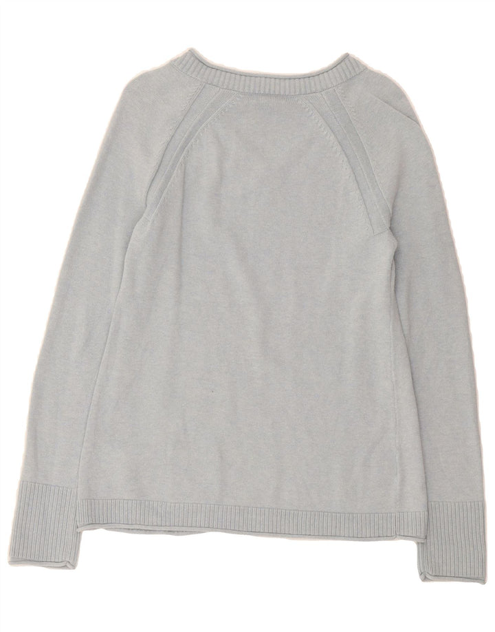 EDDIE BAUER Womens V-Neck Jumper Sweater UK 10 Small Grey Cotton Vintage Eddie Bauer and Second-Hand Eddie Bauer from Messina Hembry 