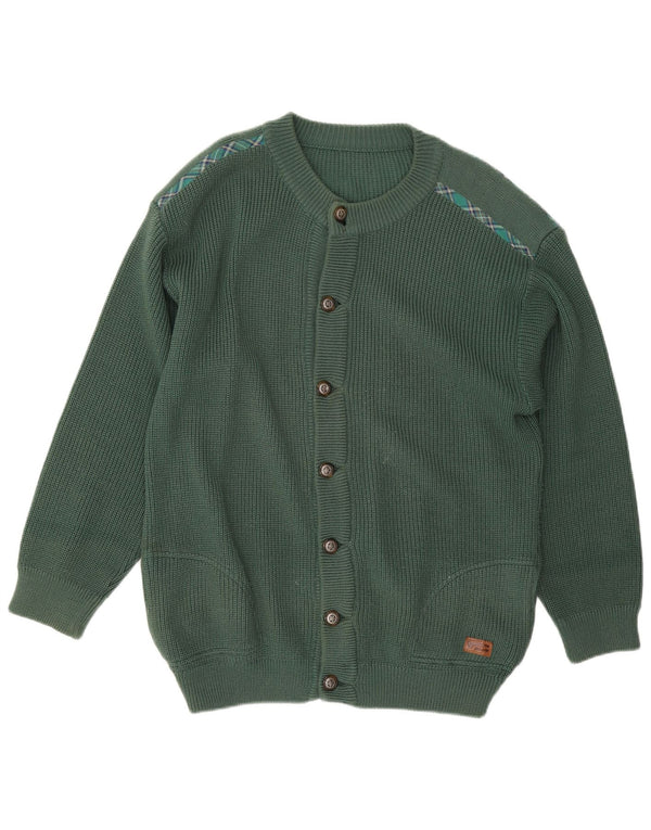 Maglione cardigan vestibilità ampia da uomo vintage IT 50 lana vergine verde medio