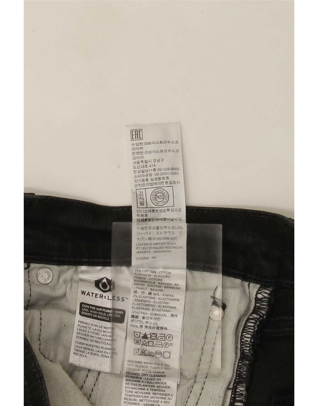Jeans slim da uomo Levi's W30 L32 cotone nero