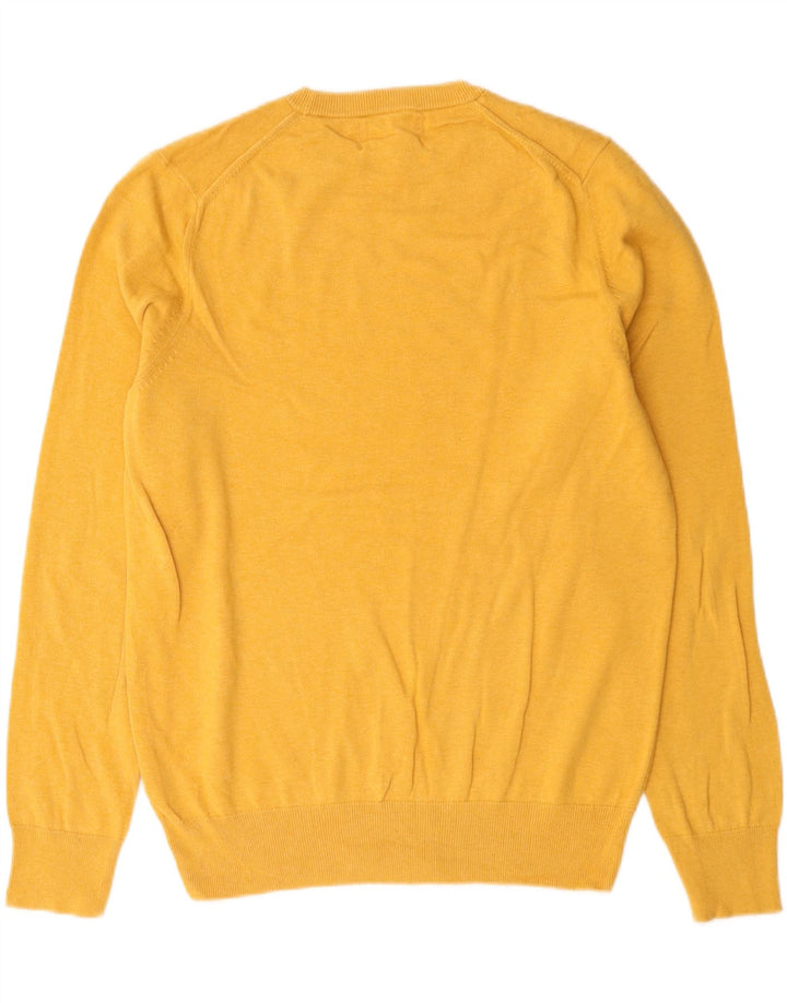 Maglione maglione girocollo da uomo Marks & Spencer in cotone giallo medio