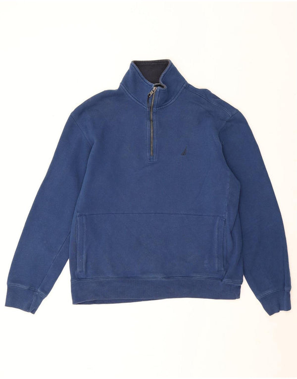 Felpa da uomo con collo con zip Nautica, maglione medio, in cotone blu navy