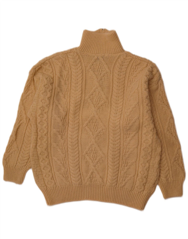 ARAN CRAFTS Maglione da uomo con zip e collo in lana beige medio