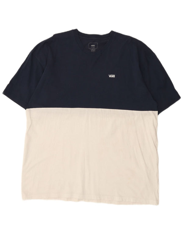 T-shirt grafica da uomo con vestibilità classica Vans 2XL in cotone color block blu