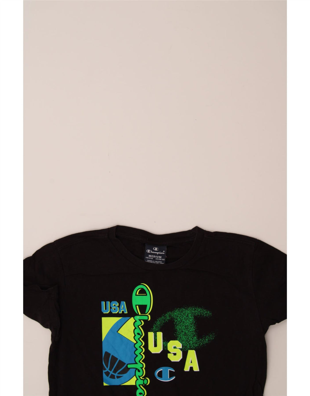 CHAMPION Boys Graphic T-Shirt Top 9-10 Years Medium  Black Cotton Vintage Champion and Second-Hand Champion from Messina Hembry 